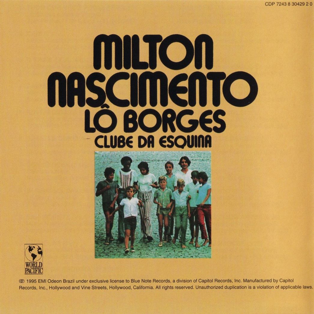 Clube da Esquina 1972 album back cover — track listing and credits
